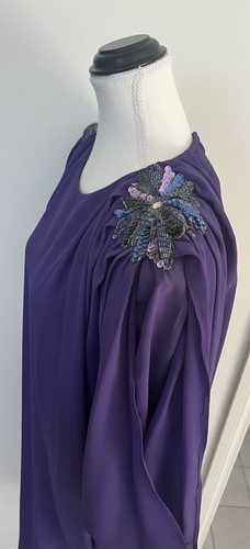 Gown Raffles Vintage Retro Raffles Sydney Purple Big Sequin Shoulder Dress Size 12 ...