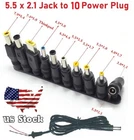 10Pcs 5.5x2.1mm Laptop Universal DC Power Jack Set Charger AC DC Adapter Plug