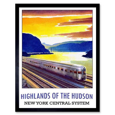 Travel New York Usa Hudson Highlands Train Rail Vintage 12X16 Framed Art Print