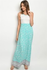 Jade Floral Maxi Dress White Lace Bodice Size Medium