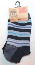 Route 66 Boys' 2-Pair Low Cut Blue/Multi Striped Socks Shoe Size 9-2.5