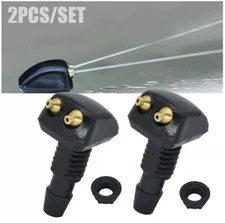 2X Car Front Windshield Wiper Spray Washer Nozzle Double-Hole With Rubber Gasket
