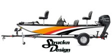 Retro Orange Black Curved Lines White Vinyl Graphic Decal Kit Fish Boat Wrap USA