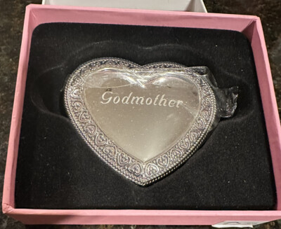 Heart Silver  Metal Engraved GodMother Pocket  Mirror Things Remembered