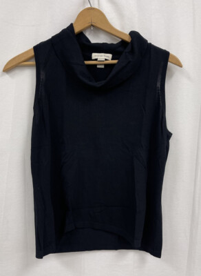 Amanda Smith Sleeveless Mockneck Top in Black size Large