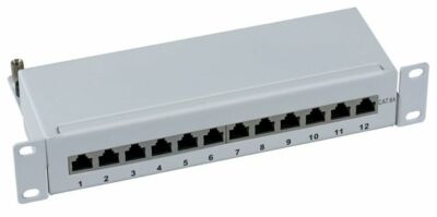 12-Port Mini-Patchpanel Cat.6A 500Mhz 10GB für 10'' und Tisch-/Wandmontage / EFB