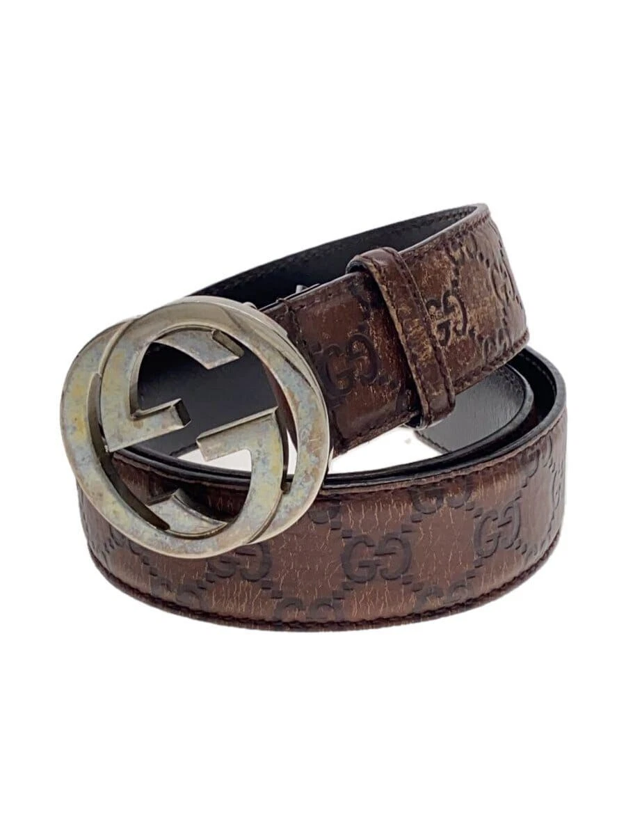 GUCCI belt leather Brown mens 114984 497717 85 34 Used