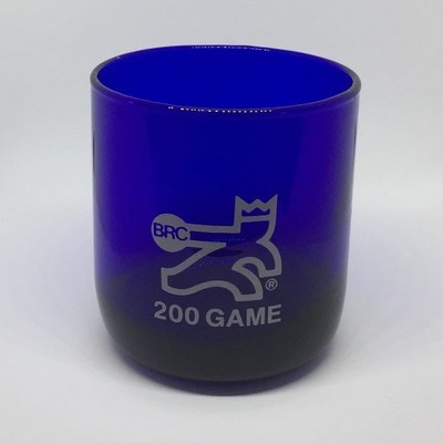 Set of Two BRC Bowling Rec Center 200 Series Cobalt Blue Glass