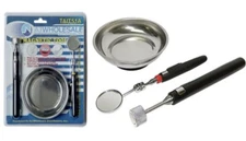 3pc TOOL SET MAGNETIC PARTS TRAY DISH TELESCOPING 5LB MAGNET INSPECTION MIRROR