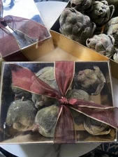 Vintage Bombay Co Decorative Sugared Artichoke / Boxed In Set of 7 