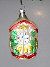 Vintage Blown Glass Cuckoo Clock Christmas Ornament Germany
