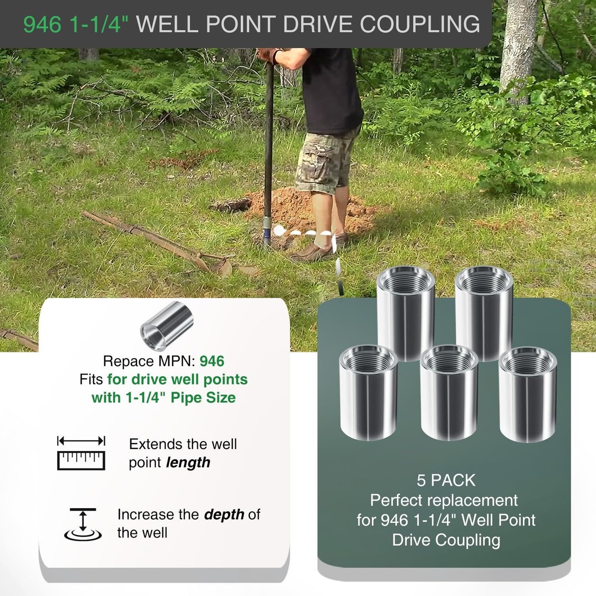 For Simmons 946 Well Point Drive Heavy Recess Drive Coupling 1 1/4" Replacement