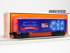 LIONEL FOURTH OF JULY ILLUMINATED BOXCAR WITH SOUNDS O GAUGE holiday 2228400 NEW