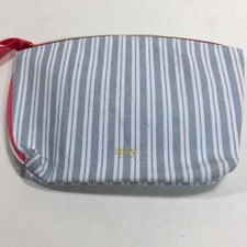 Ipsy Glam Bag January 2019 white blue stripe denim print makeup bag only