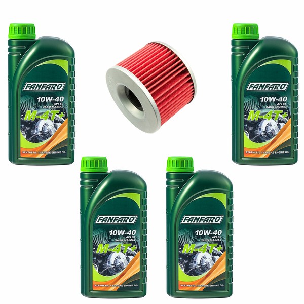 MotoröL ÖLfilter HF401 Set 10W40 4 Liter FüR Honda CBX Kawasaki ZZR Yamaha XJR-image