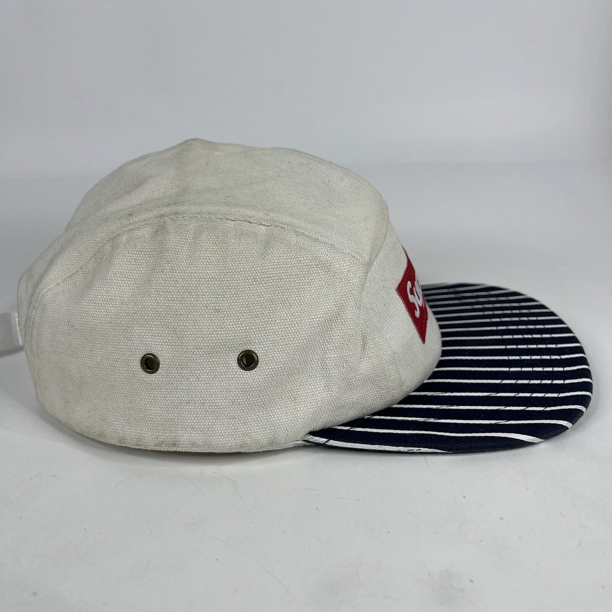 帽子 Supreme - Stripes 5-Panel 16AW Supreme Hat Cap White 5 Panel Canvas Striped Mens | eBay