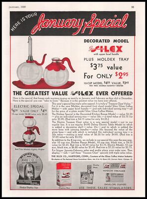 1939 Silex Co. Hartford Connecticut Glass Coffee Maker Store Displays Print Ad