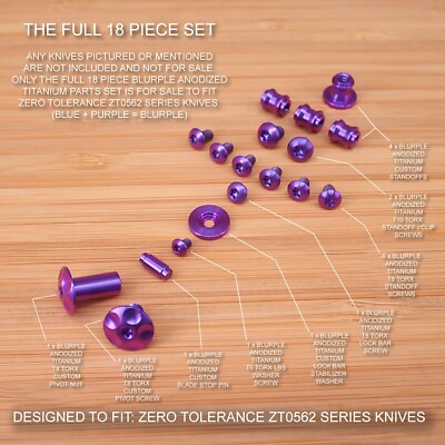 Zero Tolerance ZT0562 ZT 562 562CF Custom Titanium 18pc Parts Set - BLURPLE