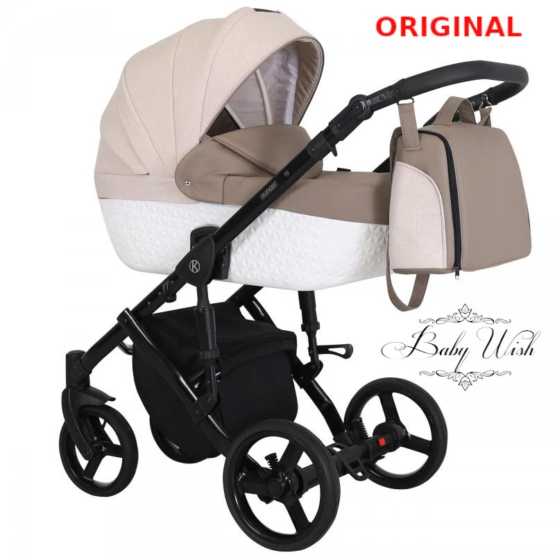 KUNERT TIARO BLACK FRAME BABY STROLLER PRAM 2in1 CARRYCOT + PUSHCHAIR