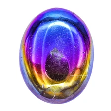 Titanium Aura Quartz Crystal Palm Stone