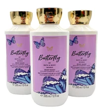 Bath & Body Works LOT of 3 Bottles Butterfly Body Wash Shower Gel 10 oz