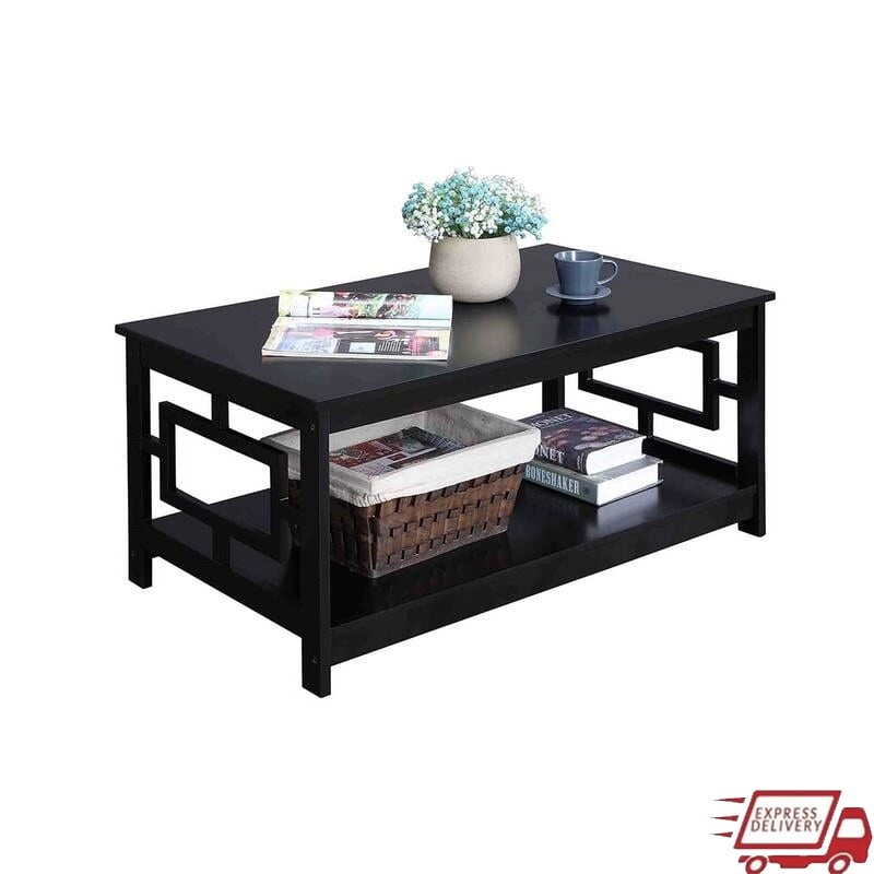 Modern MDF Wood Town Square Coffee Table with Storage Shelf