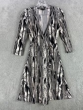 BCBGMaxAzria Dress Women S Wrap V Neck Open Front Tie Polyester Tie USA Made