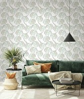 Vliestapete Blattmuster Textil Optik Floral Weiß GrüN Grau 81607 (4,40€/1Qm)