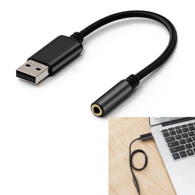 USB Type A To Adapter Cable to AUX Female Audio Headphone Jack For PC  PS4