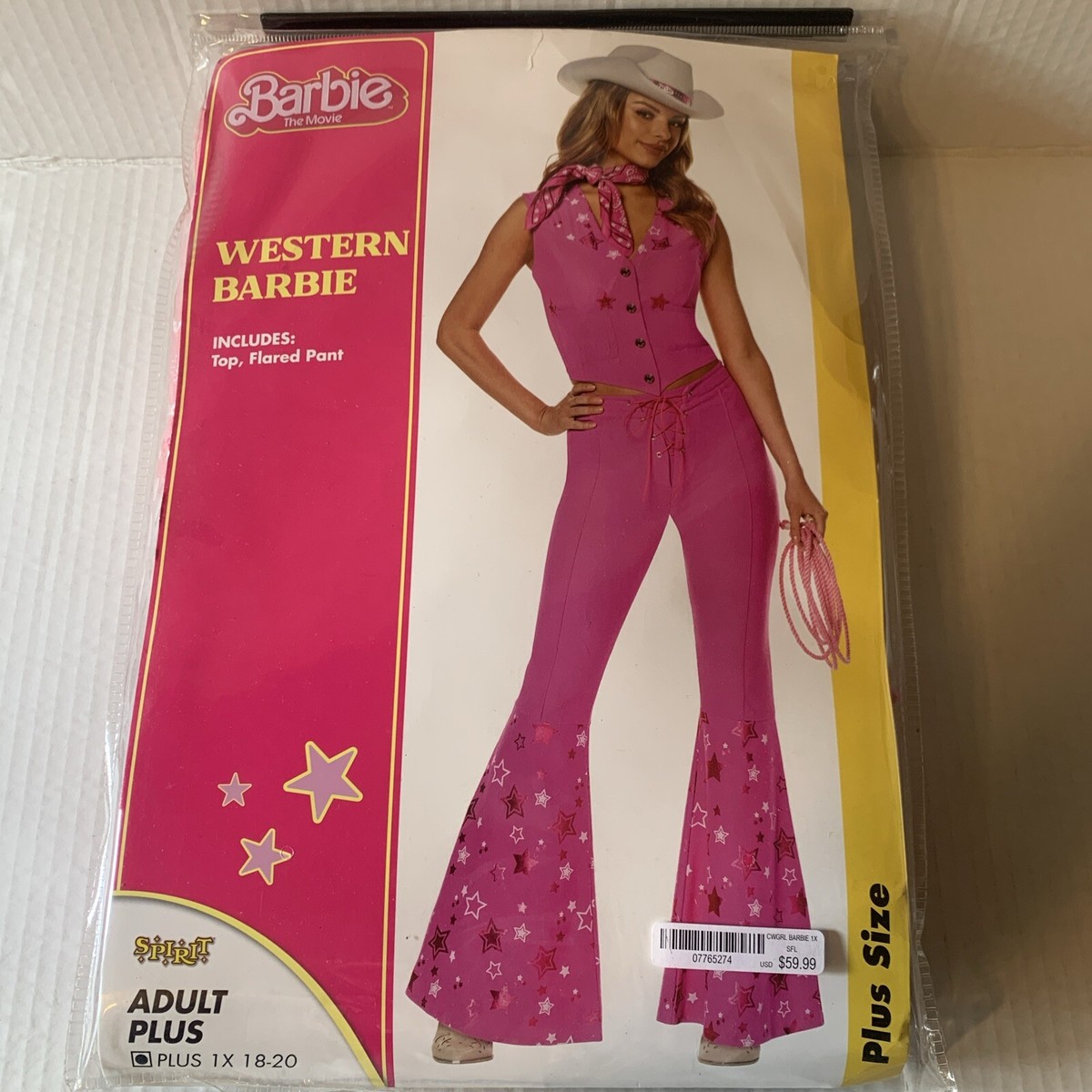 Adult Western Barbie Costume - Barbie the Movie XLARGE +1 Size 18