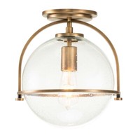 Deckenleuchte Wohnzimmerlampe Deckenlampe Messing Stahl Glas D 28,2 Cm 1-Flammig