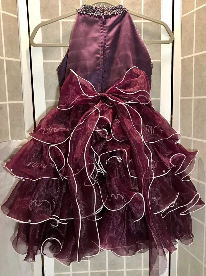 Girls Purple knee length Dress with gem stones - Image 2 of 2