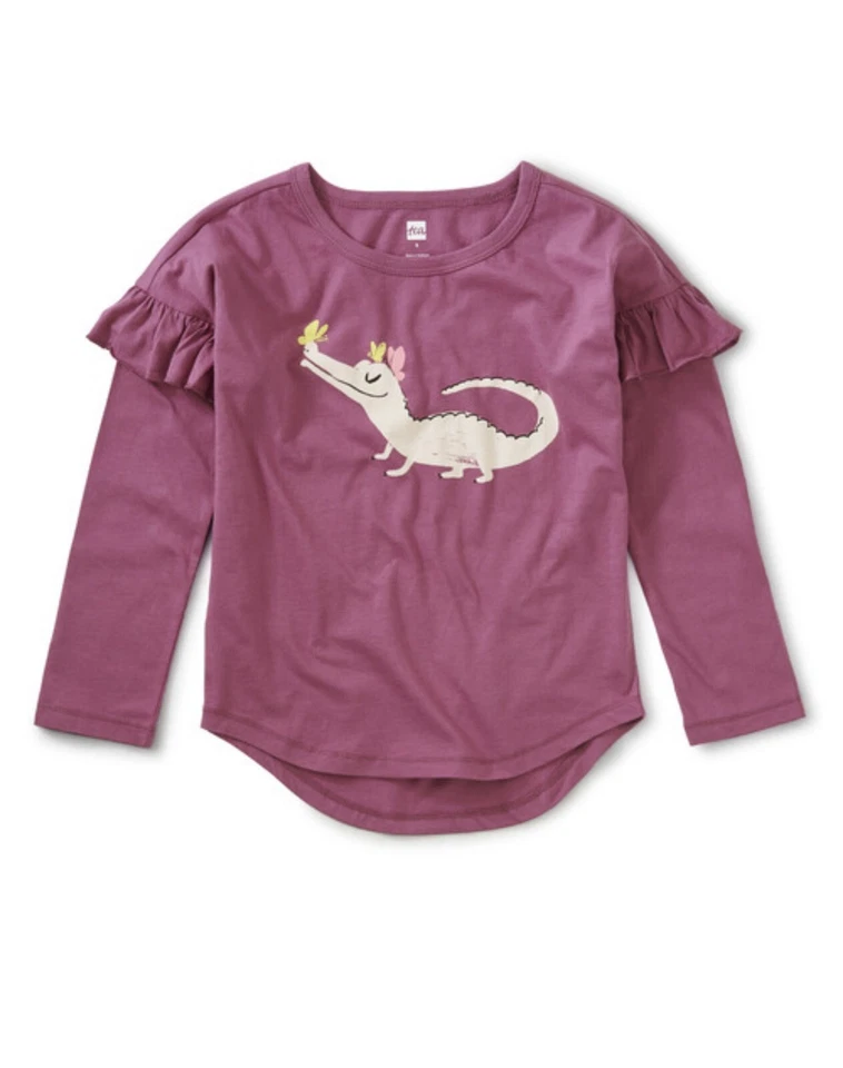 Чайная коллекция для девочек тропическая орхидея вид кайман оборка графическая футболка топ размер 12 - Изображение 2 из 3