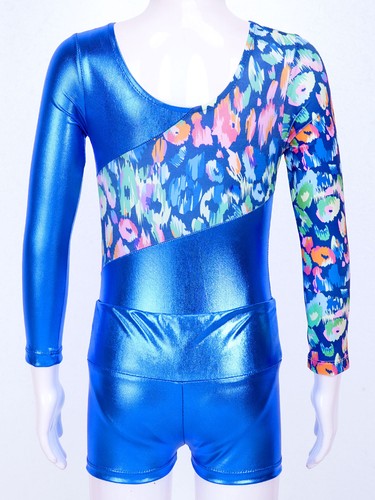 Girls Long Sleeve Leotard and Sport Shorts Dancewear Sets for Yoga Gymnastics - Picture 18 of 40