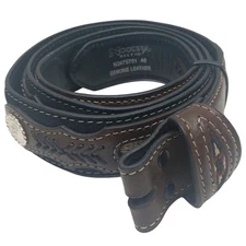 Nocona Belt Co. Genuine Leather Brown Western Belt Aztec Detail Size 46