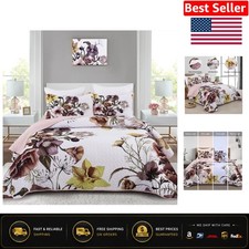 Soft Microfiber King Quilt Set - 3-Piece Floral Boho Coverlet for Every Season