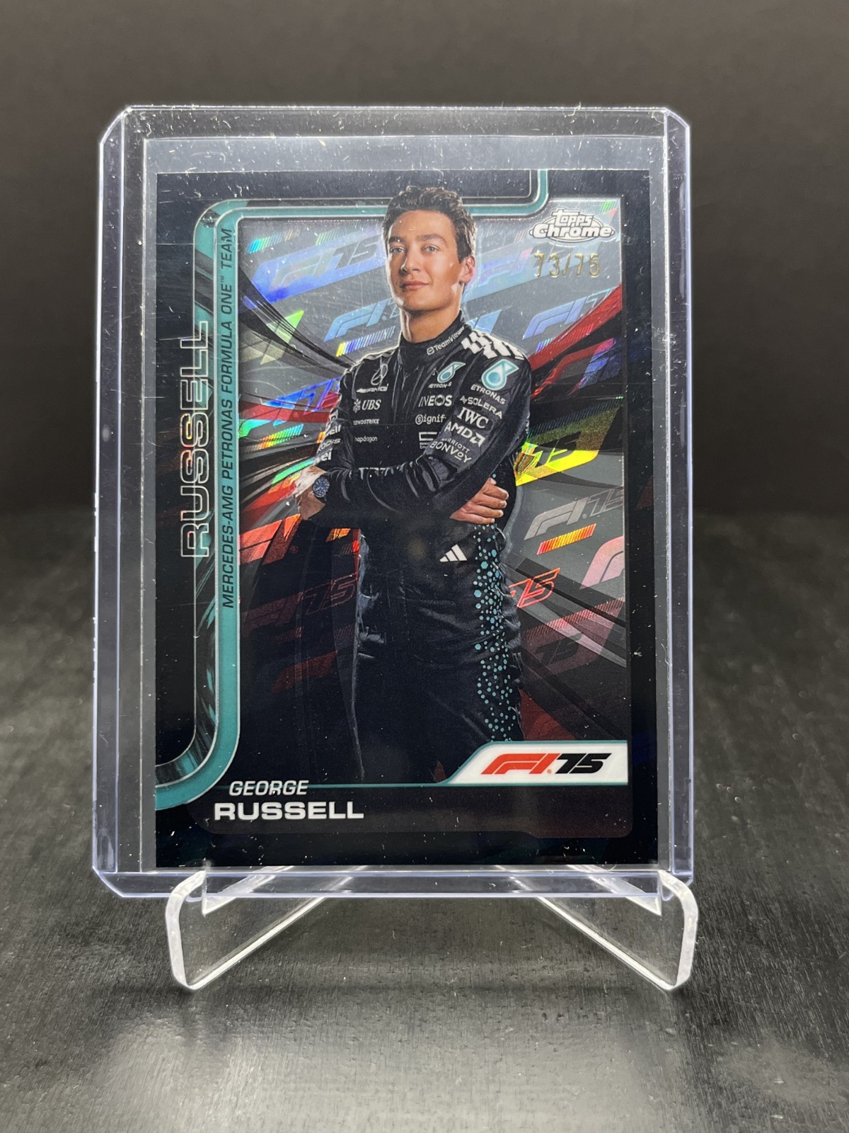 2025 Topps Chrome F1 George Russell Portrait 75th Anniversary Refractor 73/75 #7