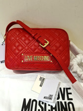 Love Moschino Red Quilted Shoulder Bag Adjustable Strap Zip Closure New W/Tags