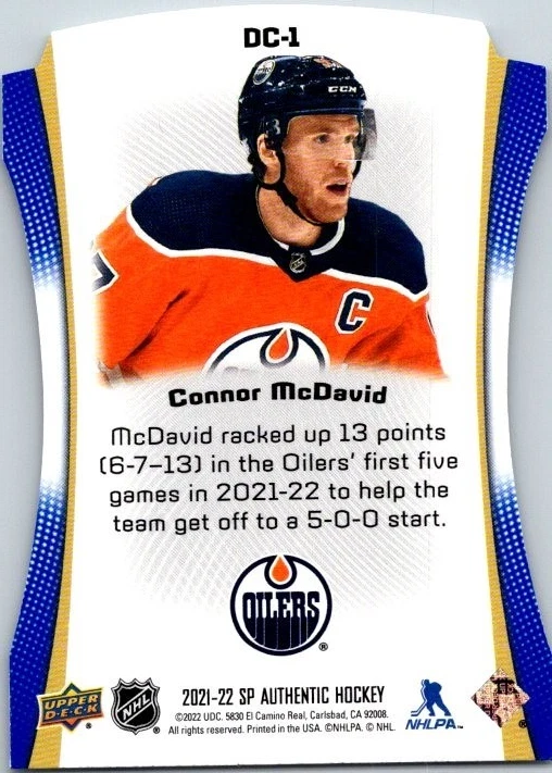 2021-22 SP Authentic Die Cuts Blue #DC1 Connor McDavid ref.571 - Image 2 of 3