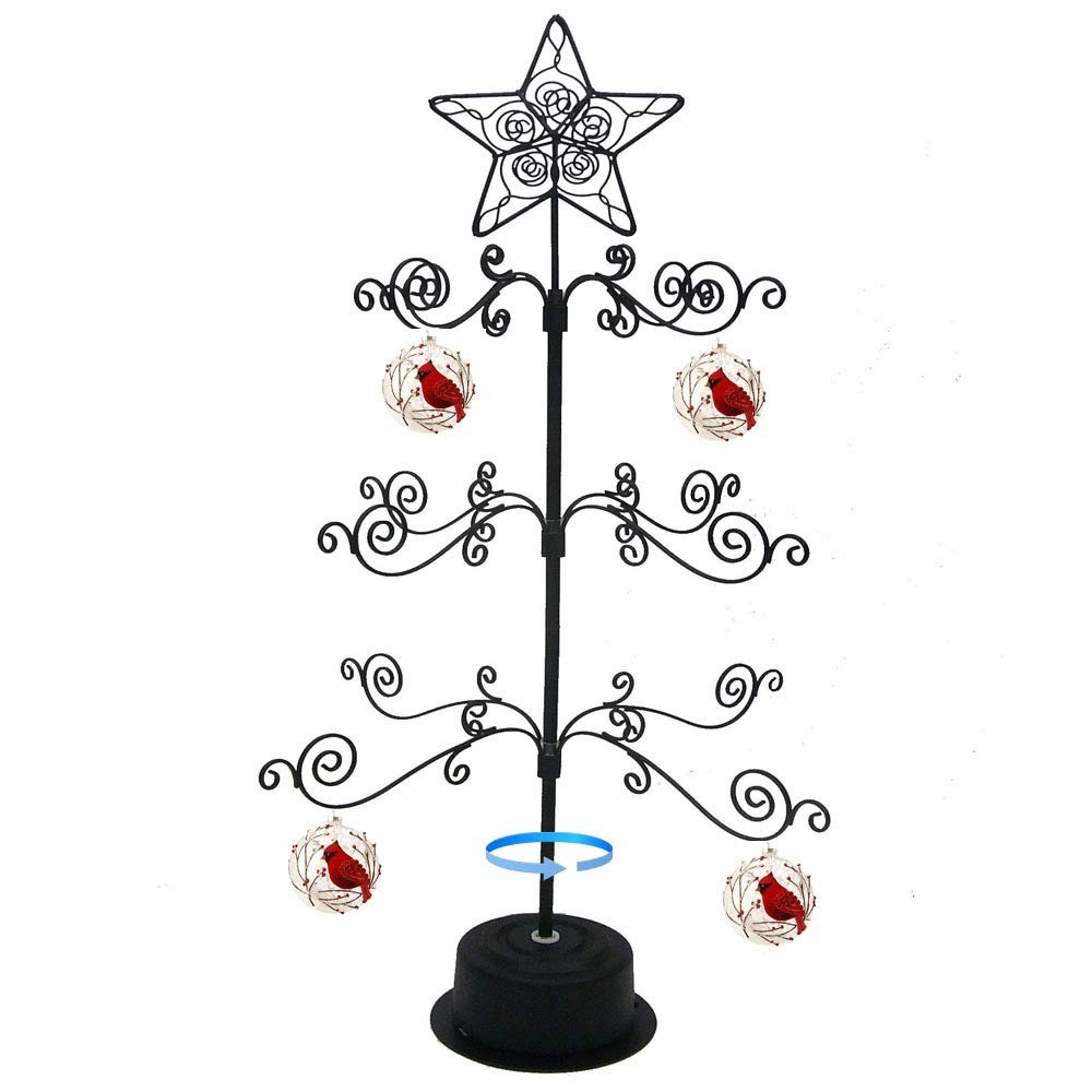 Hohiya 24 Inch Rotating Metal Ornament Display Tree Stand with Wire Hook Hanger