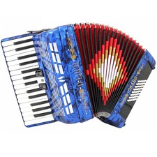 D'Luca Grand Piano Accordion 3 Switches 30 Keys 48 Bass, Case and Straps, Blue