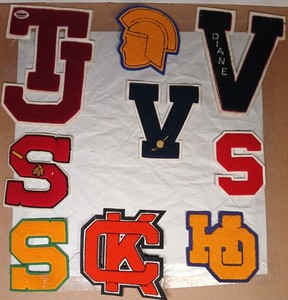 Vintage? Felt Letterman Jacket Patches . Background Unknown . Sourced In PNW Sea