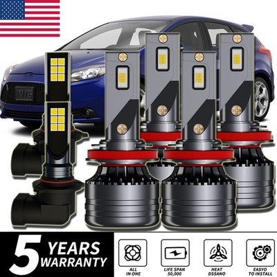 For Ford Focus 2012 - 2018 LED Headlights High Low Beam Fog Light Bulb H11 + H11
