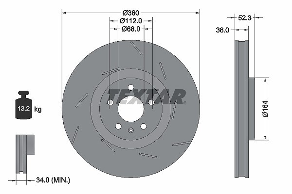 Textar 2X Bremsscheibe Links+Rechts Vorne FüR Porsche-image