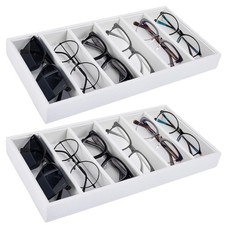 2Pcs Velvet Sunglasses Organizer Tray 6 Grids Drawer Glasses Display Storage ...