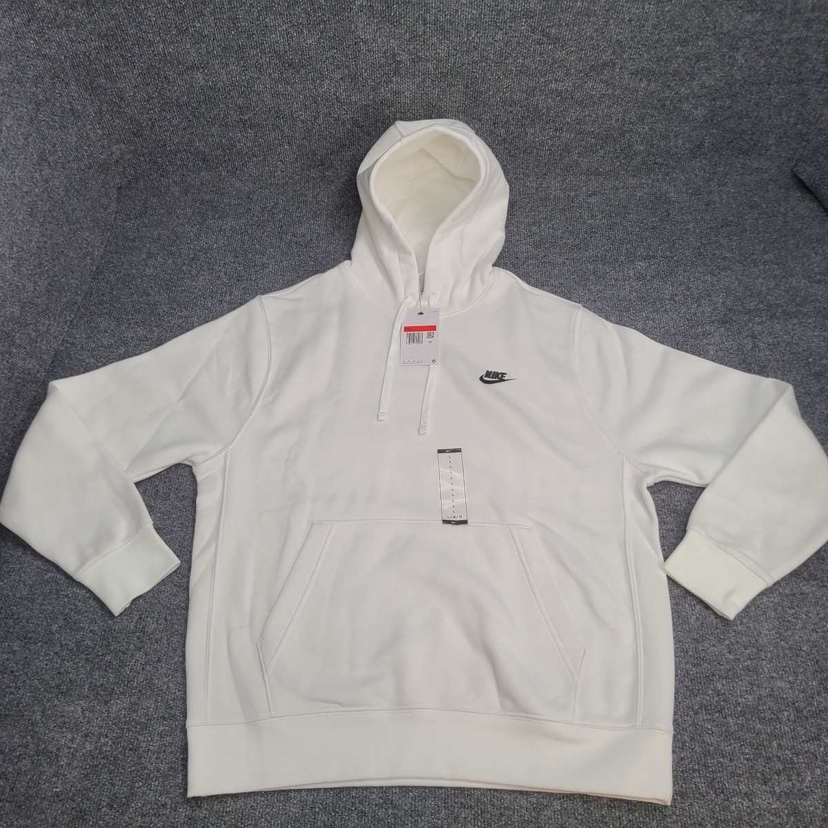 Nike Sweatshirt Mens Large White Black Futura Club Fleece Hoodie 