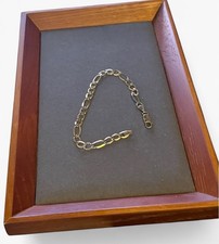 9ct Gold Figaro Bracelet Fully Hallmarked 8" Weighs 6g Lobster Clasp Marked 375