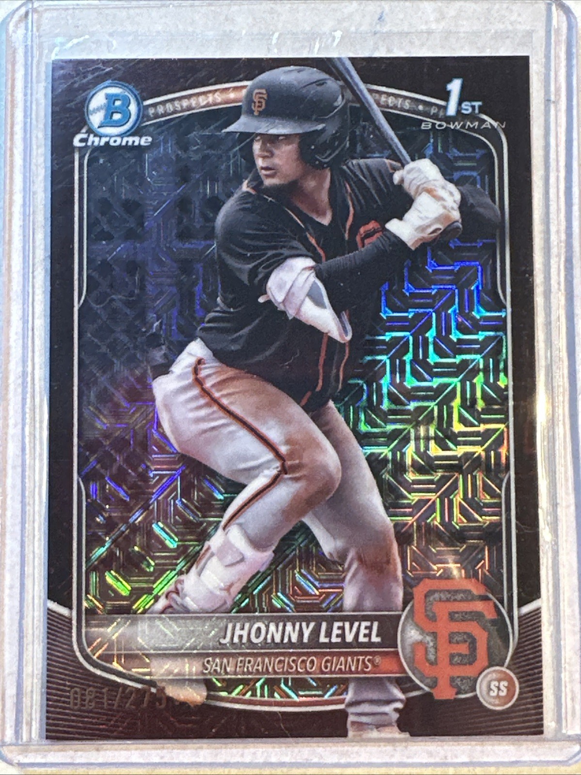 2025 Bowman Chrome 1st Prospects Jhonny Level #BCP-147 Burgundy Mojo REF /275