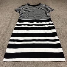 LOFT Dress Black White Striped Short Sleeve Women’s Size 16
