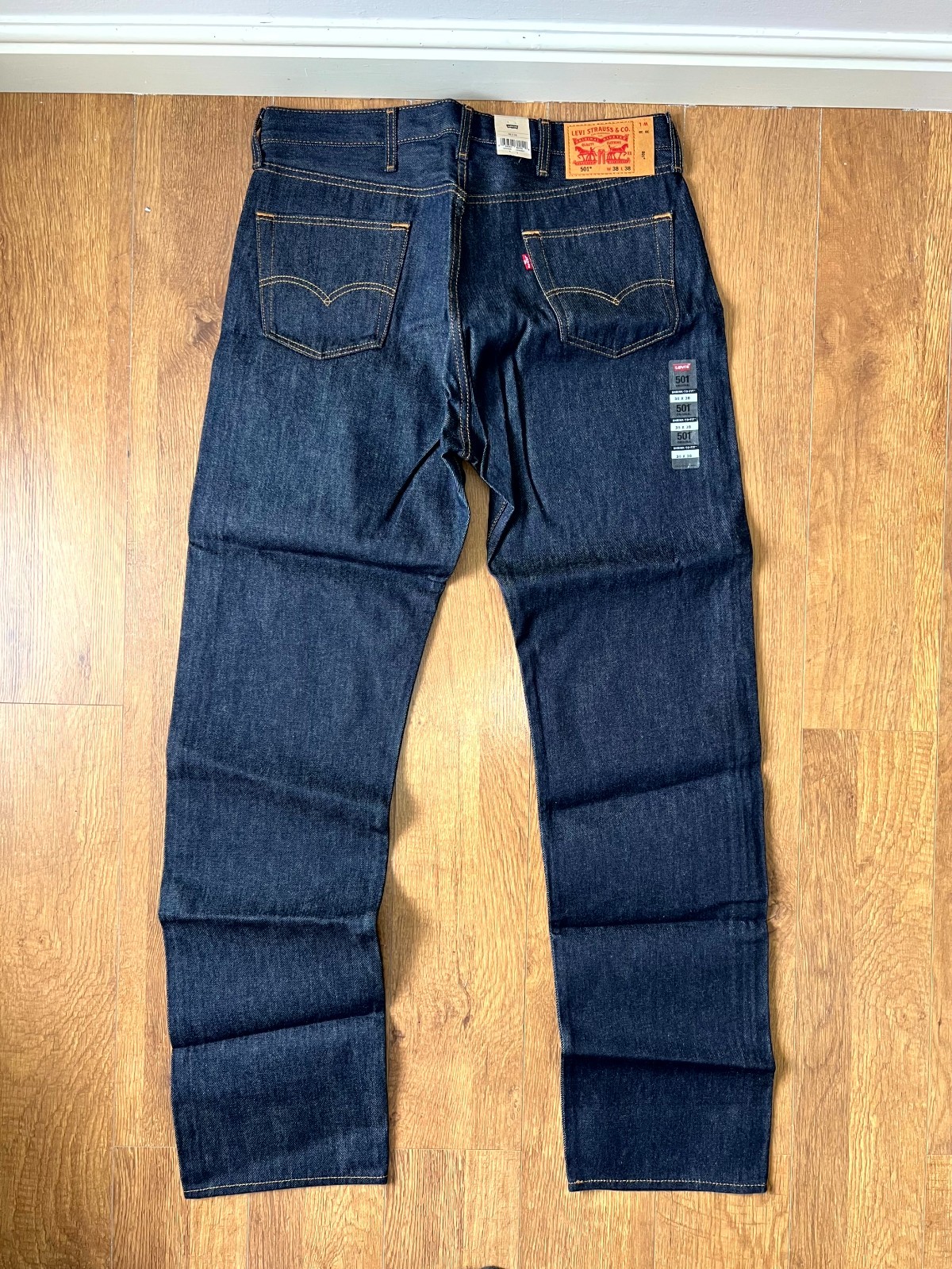 Levi's 501 Original Jeans Mens 38x38 Blue Denim Dark Wash Straight Leg New